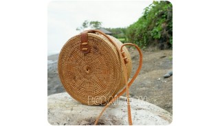 circle ratta straw sling bags motif large size full handmade
